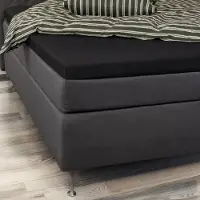 Borg Living Blødt kuvertlagen 80x200 - 100% bomuldssatin - 8 cm i højden - Sort lagen til topmadras - By Night satin lagen