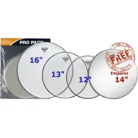 Remo Emperor Clear Tom Pack - 12 13 16" Heads + Free 14 Emperor