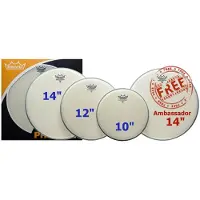 Remo Ambassador Coated Tom Pack - 10 12 14" Heads + Free 14 Ambassador
