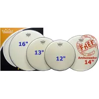 Remo Ambassador Coated Tom Pack - 12 13 16" Heads + Free 14 Ambassador