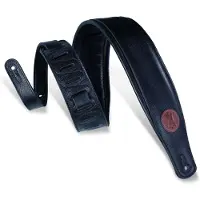 Levys Leathers Signature Legacy 3.25" Leather Guitar Strap Black with Brown Logo