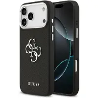 GUESS Grained Big 4G Classic Logotaske til iPhone 17 Pro Max - sort