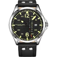 Stührling Original Herreur 3916.1 Aviator Sort/Læder Ø41 mm