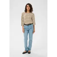 Kaffe Bluse 'KAEbellen Amber' mørkebeige / hvid