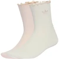 Adidas Originals - Sokker dame - Ruffle Crew Socks 2P Off White/Wonder Quartz til Unisex - Størrelse 40-42 - Lyserød