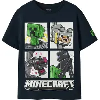 Name It Kids Shirts 'NKMMykin Minecraft' navy / grå / grøn / hvid