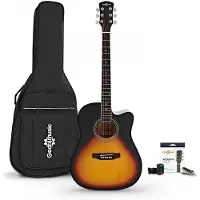 Gear4Music Dreadnought Cutaway Electro Acoustic Guitar & Accessory Pack by Sunburst