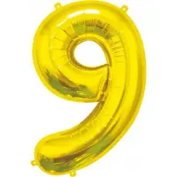 GoDan S.A GloDan folieballon B&C ciffer 9 guld 85 cm BC-HZL9