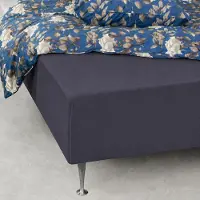 Nordstrand Stræklagen 70x200 cm - Mørkeblåt jersey lagen - 100% Bomuld - Faconlagen til madras