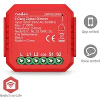 Nedis SmartLife Afbryder, Zigbee 3.0, 2x100 W, Terminalforbindelse, Rød