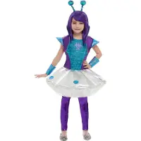Smiffys Udklædning - Alien Girl - Silver - - 4-6 år (104-116) - Udklædning