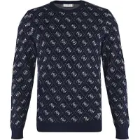GUESS Guesstil mænd. M6YR11Z0916 Martin 4G Logo Jacquard trøje marineblå (XL), Casual, Polyester