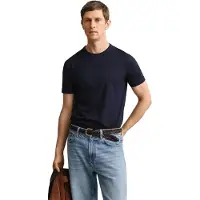 Gant Ganttil mænd. 2003436 T-shirt i pimabomuld marineblå (3XL), Casual, Korte ærmer