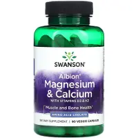 Swanson Health , Albion, Magnesium & Calcium med Vitamin D3 & K2, 90 Veggie Capsler