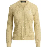 Ralph Lauren Lauren Ralph Laurentil kvinder. 200P14040501 Bomuldscardigan i beige ecru strikket bomuldsjersey (M), Casual, Lange ærmer