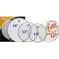Remo Emperor Clear Complete Pack - 12 13 16" Heads w/22 P3 + Free 14 Ambassador