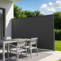 Vevor Udtrækkelig Sidemarkise, 180 x 300 cm Udtrækkelig Sideskærm til Terrasse med 180 g/m² Polyesterstof, Vandtæt Solskærm Udendørs Privatlivsskærm Rumdeler til Have, Balkon, Pools, Terrasse, Grå