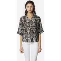 KOROSHI Bluse sort / uldhvid