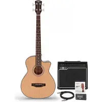 Gear4Music Electro-akustisk basguitar med 35W forstærkerpakke