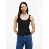 Tommy Hilfiger Overdel 'Logo Embroidery Slim Tank' sort / hvid