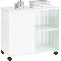 SoBuy tv-bord på hjul, lavt kabinet FBT141-W
