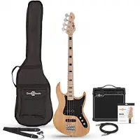 Gear4Music LA II Basguitar + SubZero V15B Forstærkerpakke Naturlig