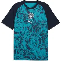 Puma Manchester City Trænings T-Shirt Pre Match - Blå/Blå - , størrelse Small