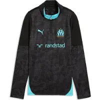 Puma Olympique de Marseille Training Quarter-Zip Top Youth, Clothing, Black/Aqua, 13-14Y