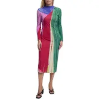 Desigual Kjole royalblå / petroleum / mandarin / mørk pink