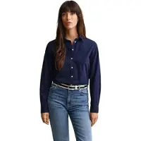 Gant Ganttil kvinder. 4300348 Klassisk Regular Fit skjorte i marineblå poplin (40), Casual, Bomuld, Lange ærmer