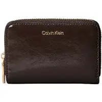 Calvin Klein Tegnebog 'Foil Logo Zip-around Glossy' mørkebrun