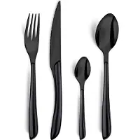 Amefa Lumino 1422 - 16 pcs Bestik sæt (Bright Black PVD – Black handle)