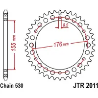 JT Sprockets 530 Jtr2011.46 Steel Bagtandhjul