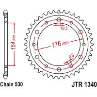 JT Sprockets 530 Jtr1340.44zbk Steel Bagtandhjul