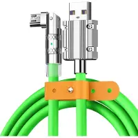 INF 120W flydende silikone 90 rotation hurtigopladningskabel med USB-mikroport 1,2 m Green