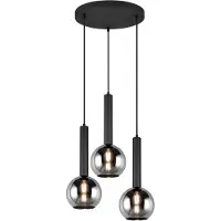 TRIO Moderne pendellampe sort med røgglas 3-lys - Clayton