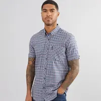 Ben Sherman Herre Oxford Skjorter med korte ærmer Blå