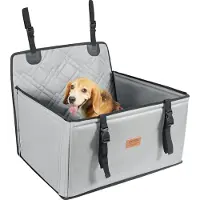 Vevor Hundesæde, Vandtæt Hundesæde til Bil med Støtteramme, Kæledyrssæde med Clip-On Sikkerhedsline, Hundeseng til Små, Mellemstore og Store Hunde op til 18 kg, Grå