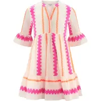 Happy girls Kjole creme / mandarin / fuchsia