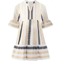 Happy girls Kjole beige / sort / hvid
