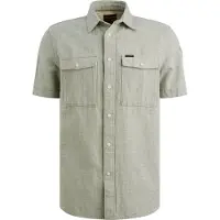PME Legend Skjorte 'Shirt with short sleeves in cotton/linen' grøn