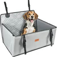 Vevor Hundesæde, Vandtæt Hundesæde til Bil med Støtteramme, Kæledyrssæde med Clip-On Sikkerhedsline, Hundeseng til Små, Mellemstore og Store Hunde op til 20 kg, Grå