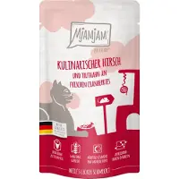 MjAMjAM Vådfoder - Klemmepose Cat - Hjort og kalkun med tranebær - 12 x 125 g