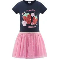 Happy girls Kjole navy / mint / lys pink / blodrød