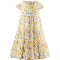 Happy girls Kjole gul / mint / sort / offwhite