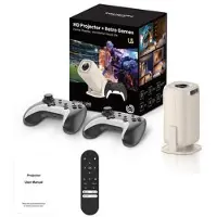 Mtp Products U5 2-i-1 smart projektor og retro-spilkonsol - Android 14, Wi-Fi 6, 8K-afspilning