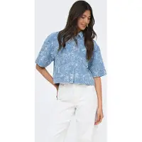 ONLY Bluse 'ONLCleo-Aude' blue denim / hvid