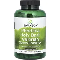 Swanson Health , Rhodiola Heilage Basil Valerian Stress Kompleks, 180 Kapsler
