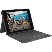 Logitech Rugged Folio - keyboard and folio case - QWERTY - US International - graphite - Tastatur & Folio sæt - Universal - Grå