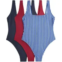 The Set Badedragt marin / navy / knaldrød / hvid